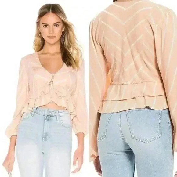 Free People Samifran Long Sleeve Top Peach Size Small‎ - Picture 1 of 7